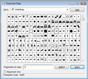 Wingdings 3 Character Map